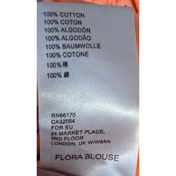 Anthropologie Jane Eyelet Lace Off Shoulder Peasant Prairie Cottage Blouse Coral - Picture 11 of 11